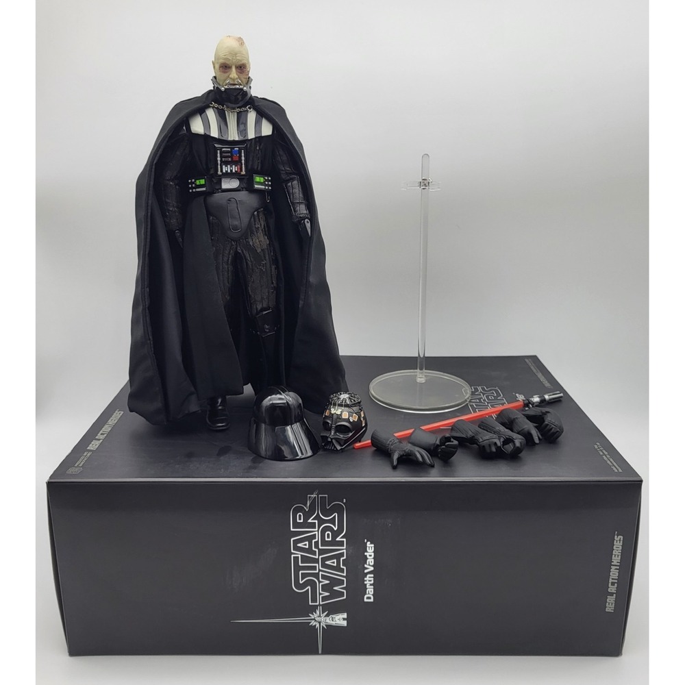 2005 Star Wars Darth Vader 12" Figure On Stand Lightsaber & Masks Medicom Toy